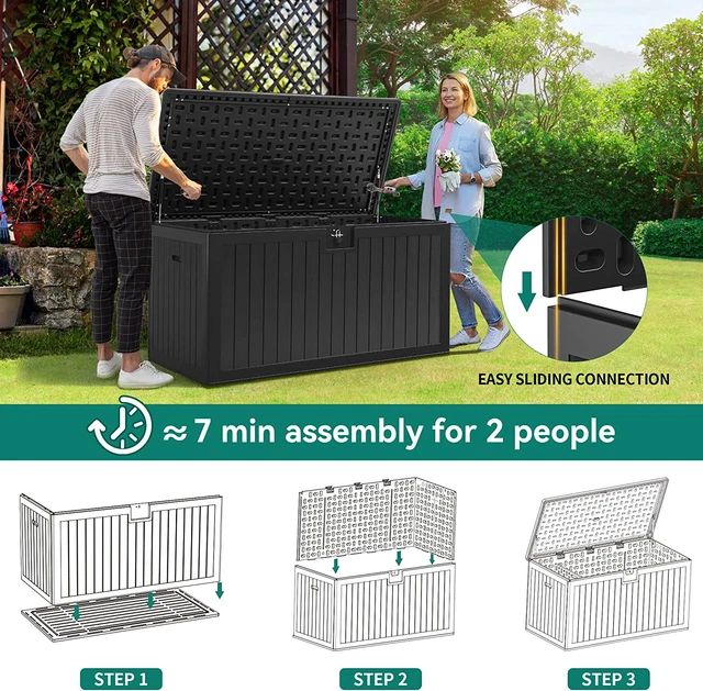 OUTDOOR STORAGE BOX Waterproof 150 Gallon Large Deck Box XL Outdoor