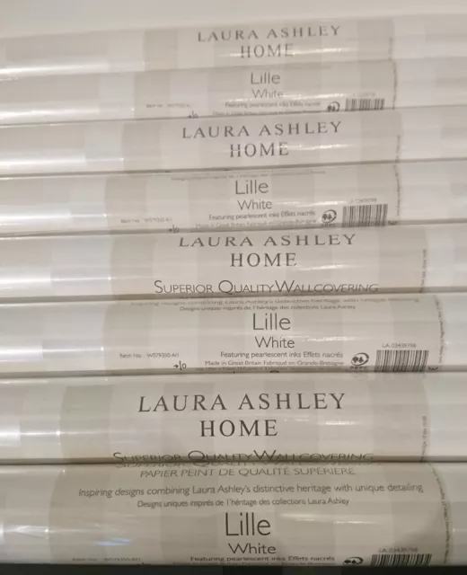 laura ashley lille Pearlescent Stripe white wallpaper 8 Rolls