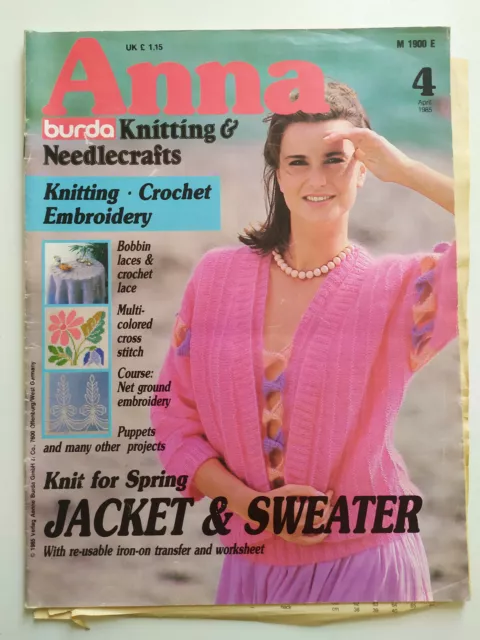 ANNA CREATIVE KNITTING Needlework and Crafts Magazine April 1985 £3.99 ...