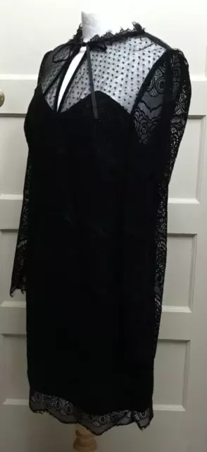 NEXT : Designer Black Lace Party Cocktail Dress In Vgc - Size UK 10 EU 38