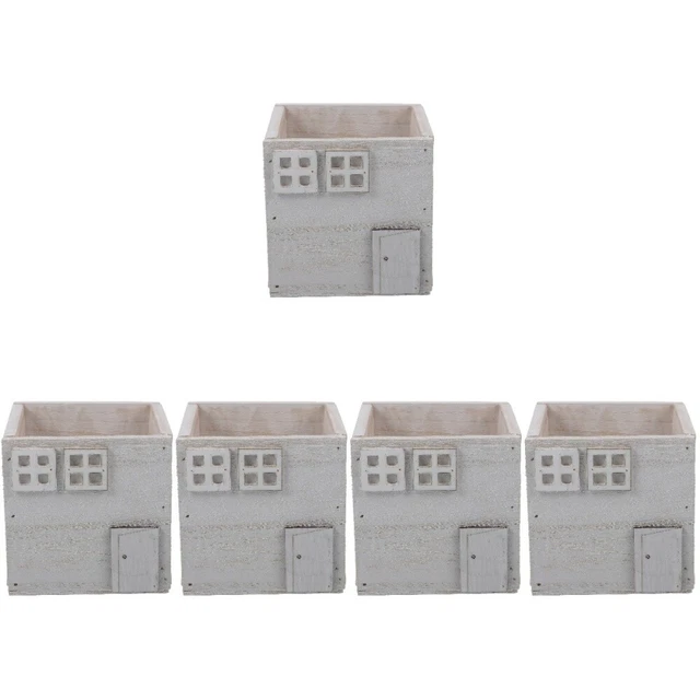 5pcs Desktop Boîte en bois Plante de fleur Pot de plante de fleur petite plante