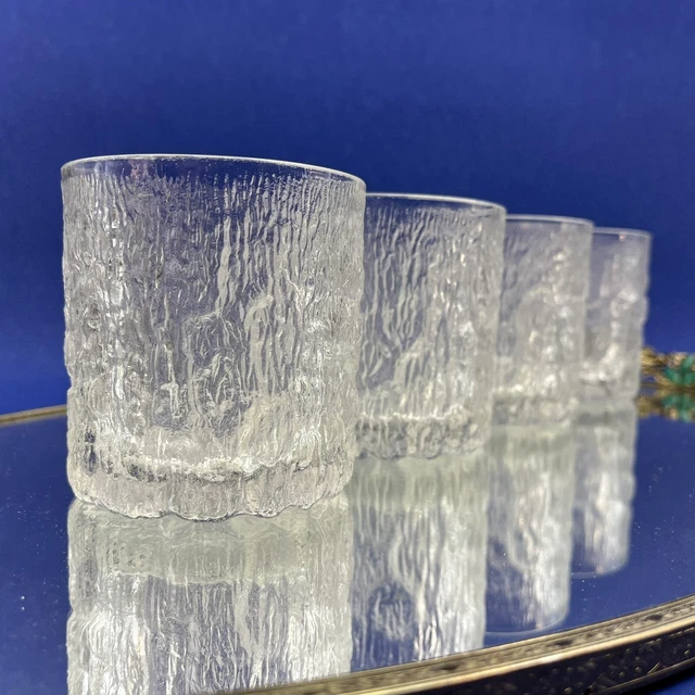 DOS únicas gafas de whisky de cristal de corteza austriaco Oberglas antiguas de 3,25"" de colección