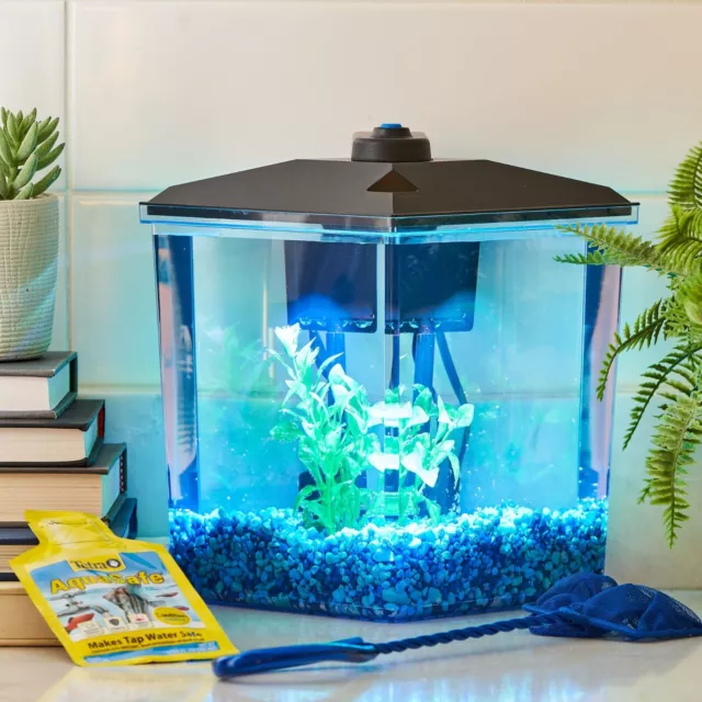 LED Lighting Internal Filter 1-Gallon Plastic Aquarium Starter Kit , Fish Tank