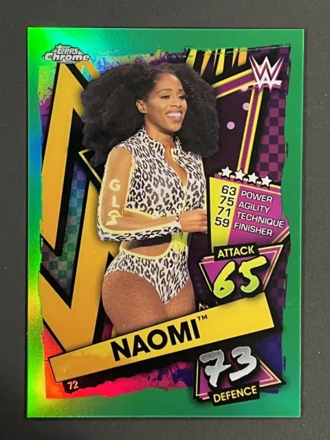 2021 Topps WWE Chrome Slam Attax #72 Green Refractor /50 Naomi