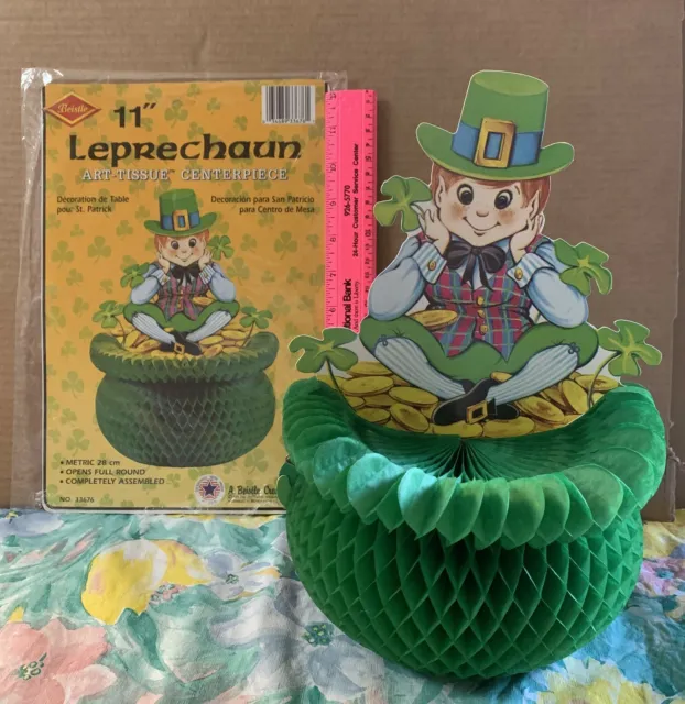 St Patrick Day Decoration Leprechaun On Art-Tissue Pot Of Gold By Beistle Co