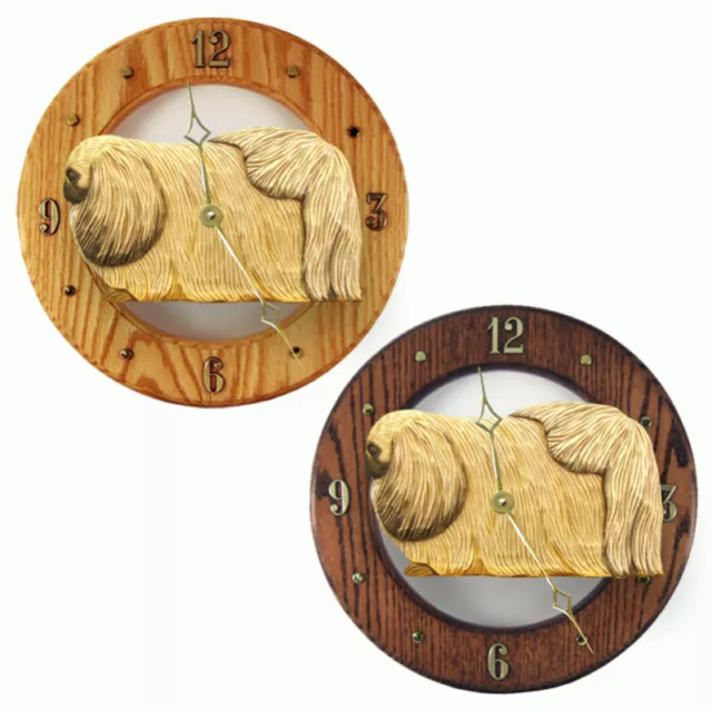 Pekingese Wood Clock Fawn