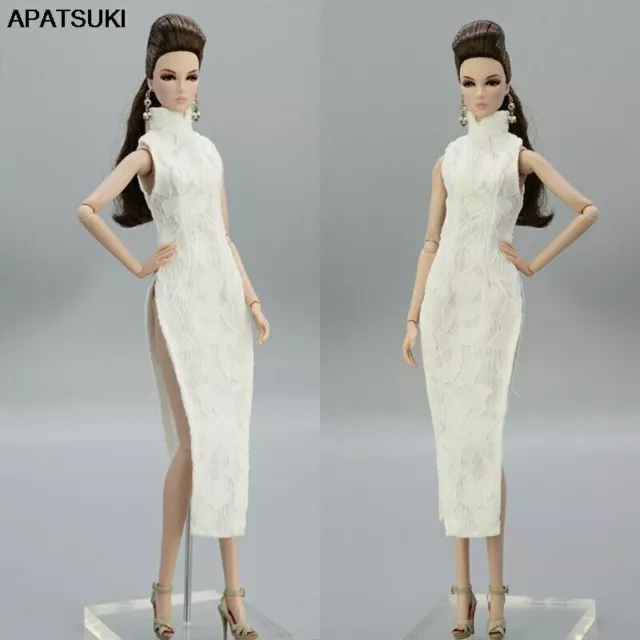 High Quality White Lace Fashion Doll Clothes Chinese Qipao Dress For 11.5in Doll