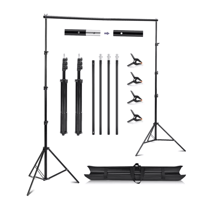 9×10FT Studio Backdrop Stand Professional Photo Background Kit Photography Clips