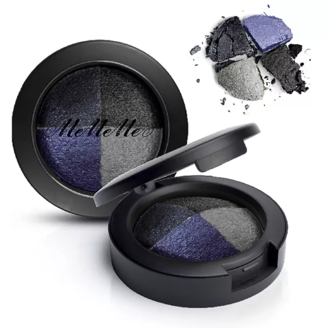 MeMeMe DRAMA QUAD EYESHADOW PALETTE 2 PACK Shimmer Glitter Makeup Compact Blue