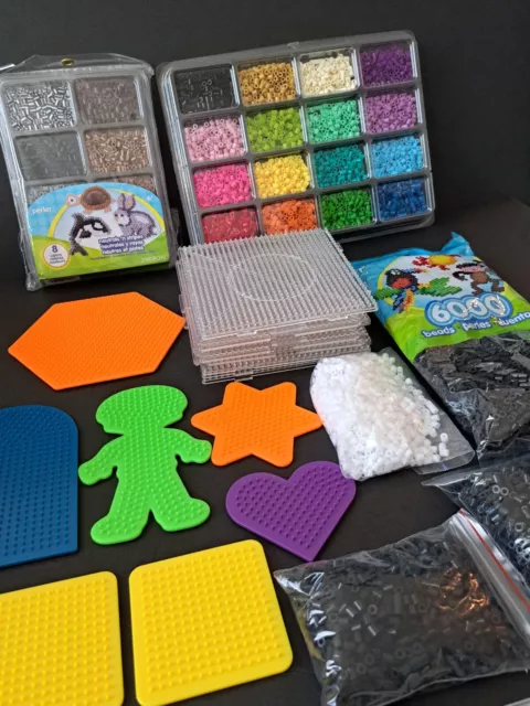 Large Perler beads pegboard lot! Multiple Trays And Beads For Kids And Crafts