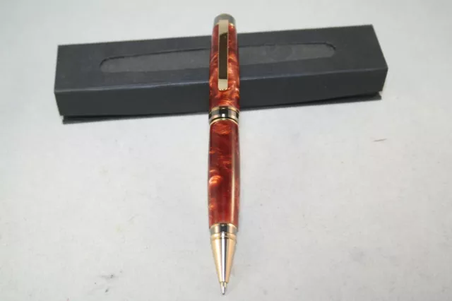 Handmade Molten Bronze Cigar Pen with 24Kt Gold and Gun Metal Parts