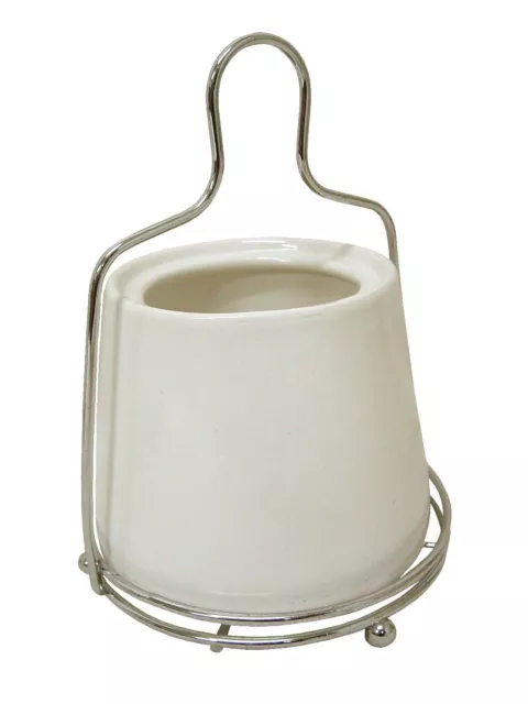 (28013) Bote Cubertero Escurre Cubiertos Utensilios Porcelana Cono Redondo Asa