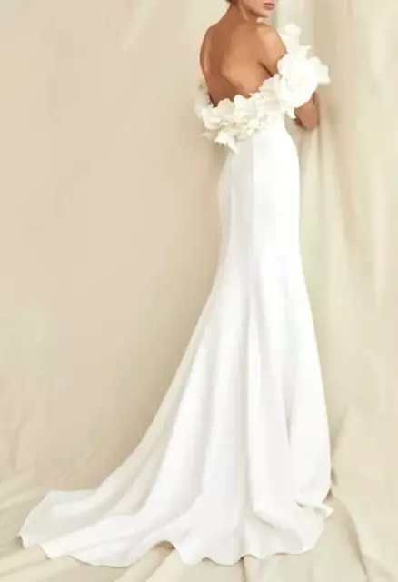Oscar de la Renta 2021 Bridal Wedding Embroidered White Long Gown Dress US 10