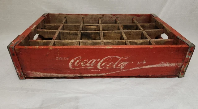 Vintage Cola Coca Wooden Red "Enjoy Coca-Cola" Wooden Crate 24 Bottle Holder