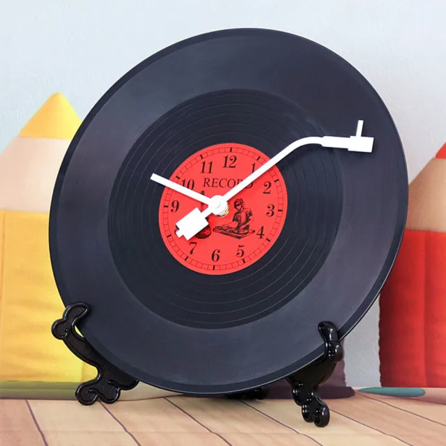 Musical Black Record Wall Clock＋Base Bracket For Art Wall Music Room Decorations