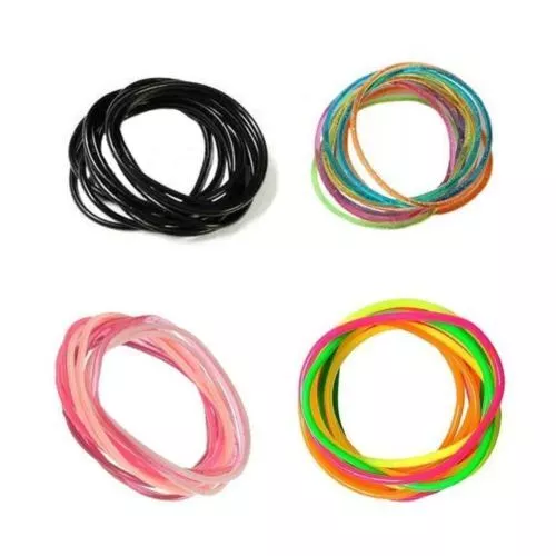 Gummy Bracelets Bangles Rubber Wristbands Black & Neon One Size Festival Pack 12