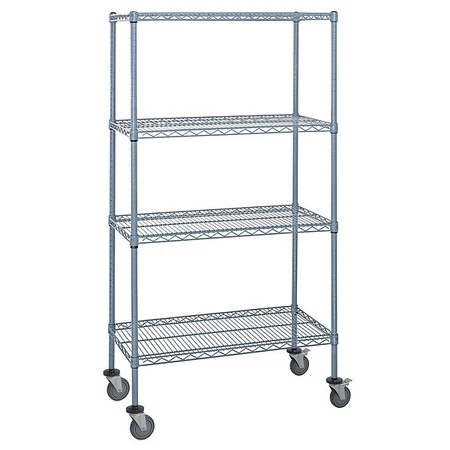 QUANTUM STORAGE SYSTEMS M2448GY46 Mobile Stem Caster Cart,Gray,4 Shelves