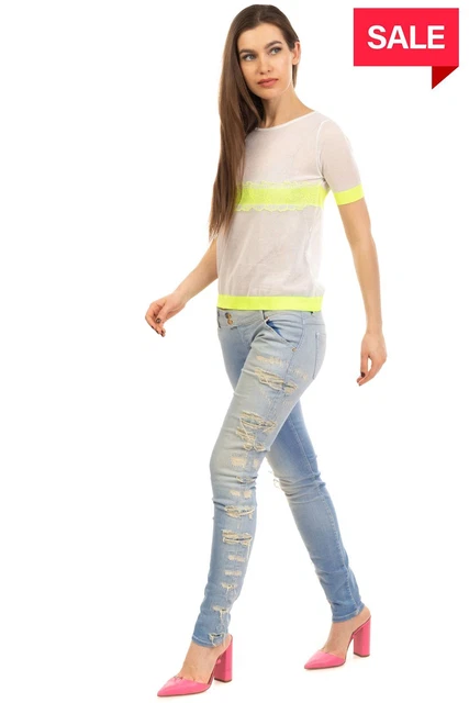 RRP €125 MET Jeans W31 Stretch Patched Inside Embroidered Made in Italy