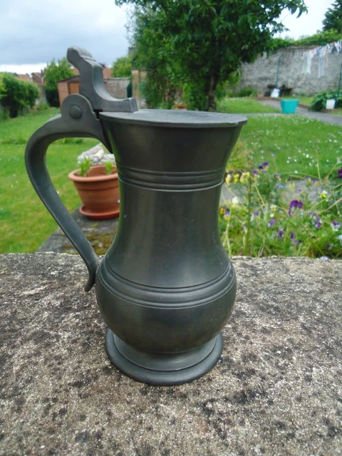 Pichet De Bière En étain Avec Couvercle - 2 Litres, Décor Saul Holopherne, Occasion De Collection