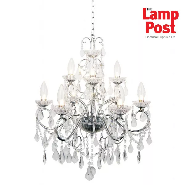 Forum Vela SPA-19714-CHR - 9 Light Bathroom Ceiling Light Chandelier