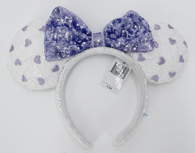 DISNEY 2024 MINNIE Ears Valentine's Day Purple Heart Sequin Headband 18.99 PicClick