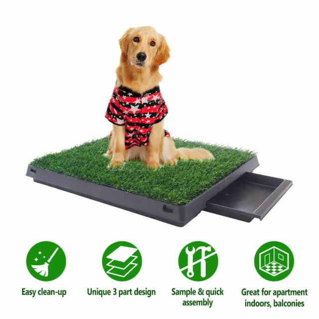 Pet Dog Toilet Mat Indoor Portable Training Grass Potty Pad Loo Tray Large New 2