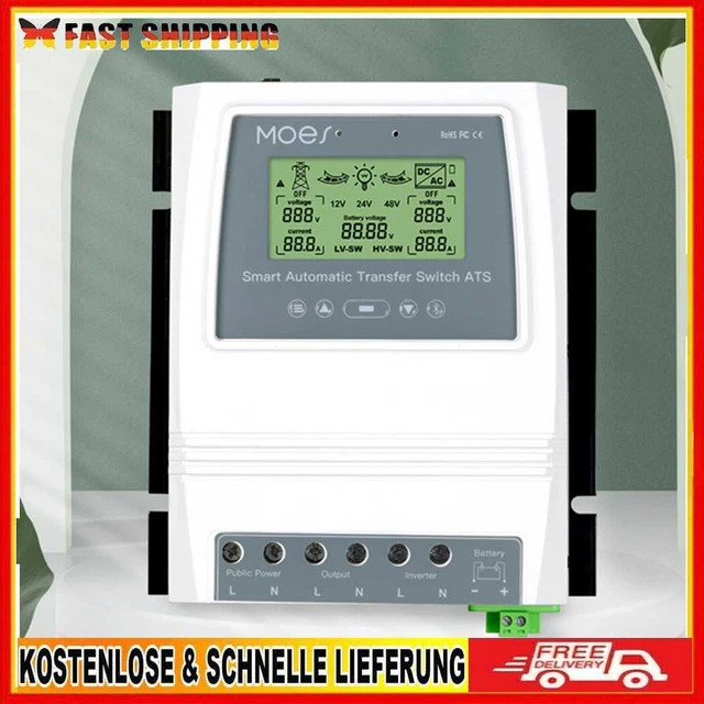 LCD ATS Switcher High Power Manual Solar Charge Controllers Set Value Adjustable