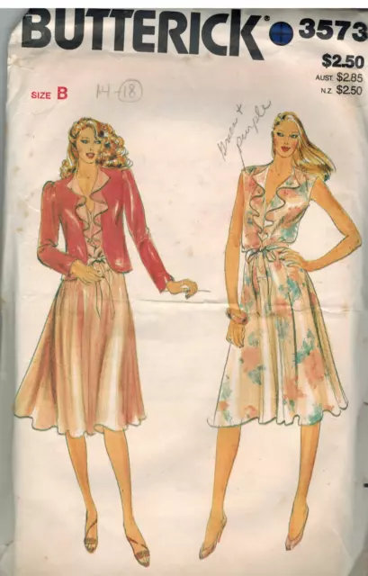 3573 Vintage Butterick Sewing Pattern Misses Loose Fitting Jacket Dress OOP Sew