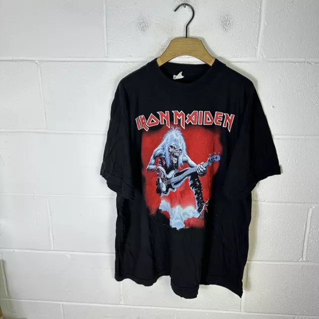 Vintage Iron Maiden Shirt Mens Extra Large Black Real Live Tour 1993 Rock Band