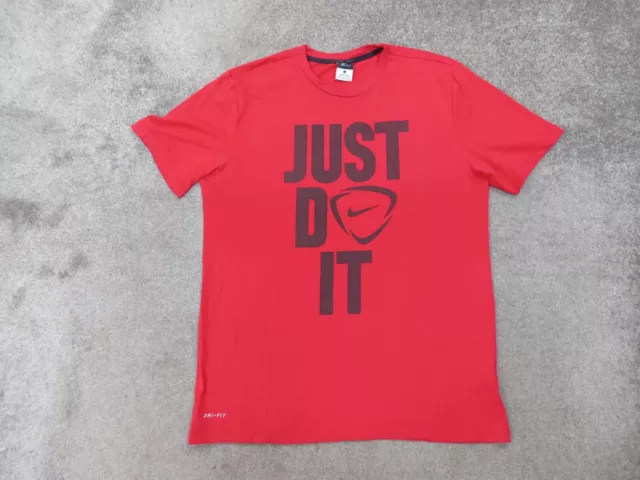 NIKE "Just Do It " L Mens T Shirt Red Poly Cotton Short Sleeve Uk Size Large
