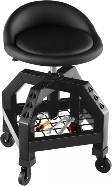 Rolling Mechanic Stool, Height Adjustable Roller Creeper Seat with Tool Tray