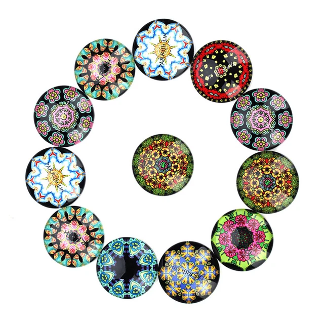 20pcs en verre cabochons mosaïque carreaux de dôme ronds bricolage bijoux