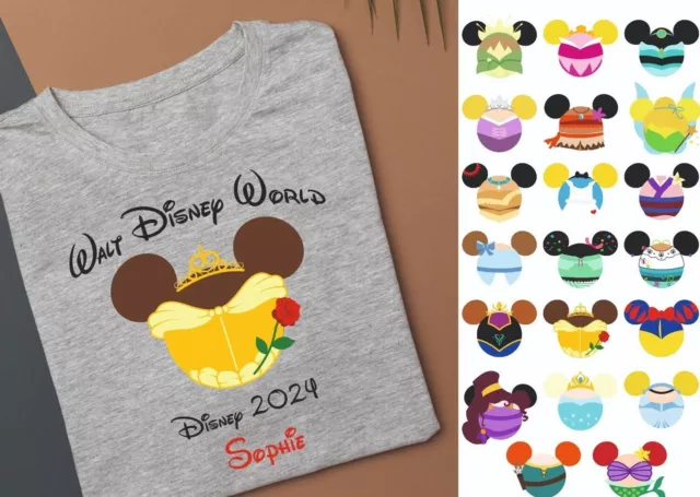 Disney world florida personalised matching family ladies kids tshirts minnie ear