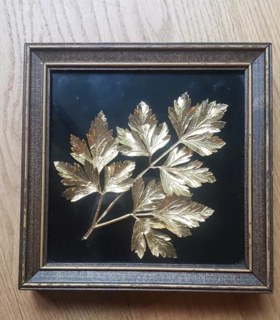 Vintage 24K Plated Gold Real Leaf Italian Parsley Wall Hanging