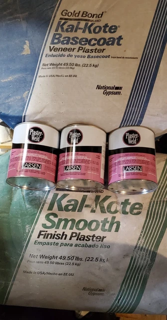 (3)Bags Kal-Kote Basecoat Veneer, (2)Bags Finish Plaster & (3) Quarts of Larsen 