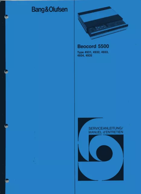 Service Schematics for Bang Olufsen Beocord 5500,(4931,4932, 4933,4934, 4935)