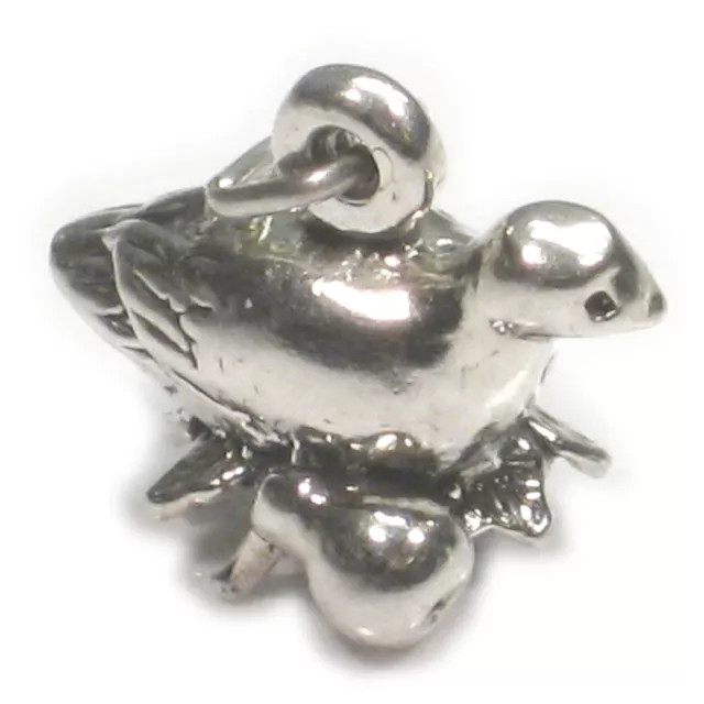 Charm de plata de ley Perdiz en un peral .925 x1 Charms de Navidad-