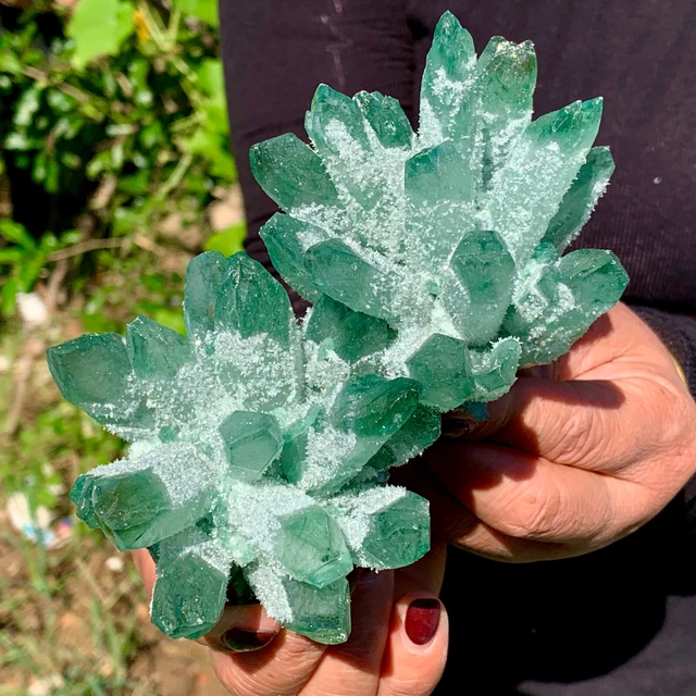 1.11LBNew Find sky Green Phantom Quartz Crystal Cluster Mineral Specimen Healing