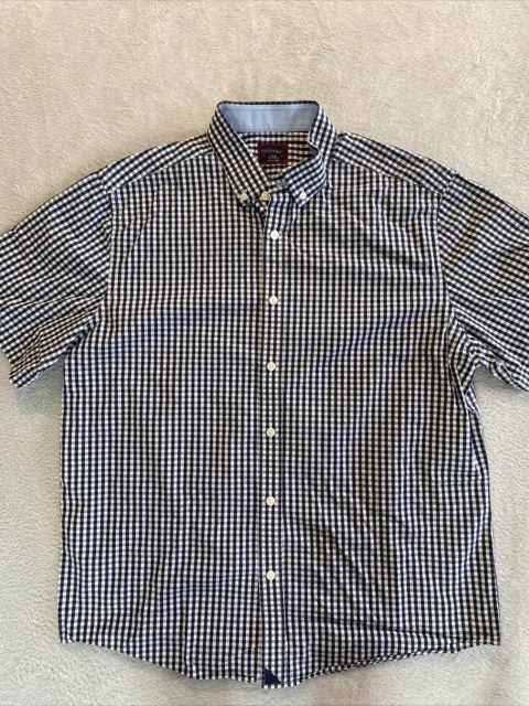 UNTUCKit Censio Shirt Men's Large Short Sleeve Button Down Gingham Check Black