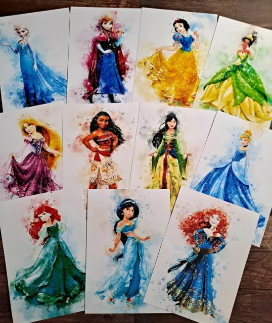 Disney Princess Prints Girls Room Baby Nursery Watercolour Pictures Wall Decor
