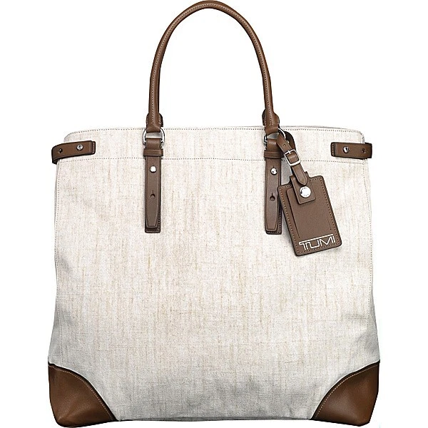 TUMI Alpha Large Coated Linen Leather Travel Duffle Carry on Bag Tote Weekender