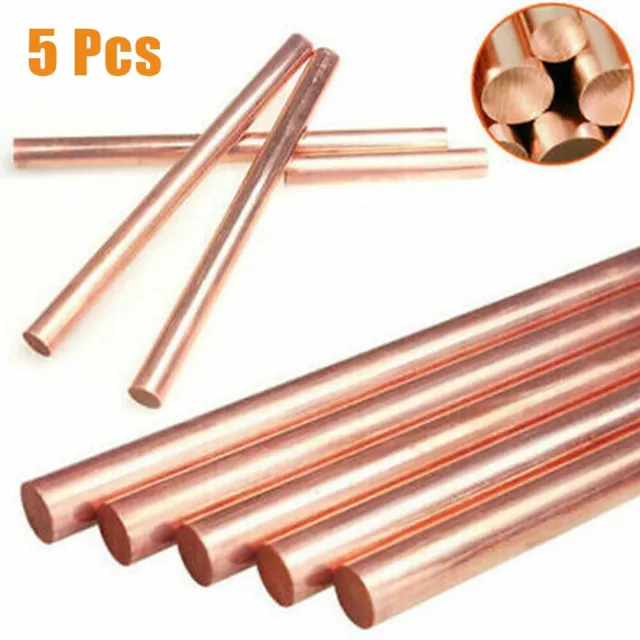 High Purity Copper Metal Rods Cylinder Set of 5 4mm Diameter 100mm Length