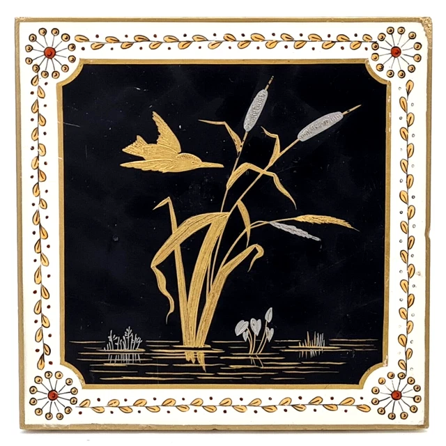Superb Hand-Painted Aesthetic Japonesque Style Tile by Minton C1880 AE9