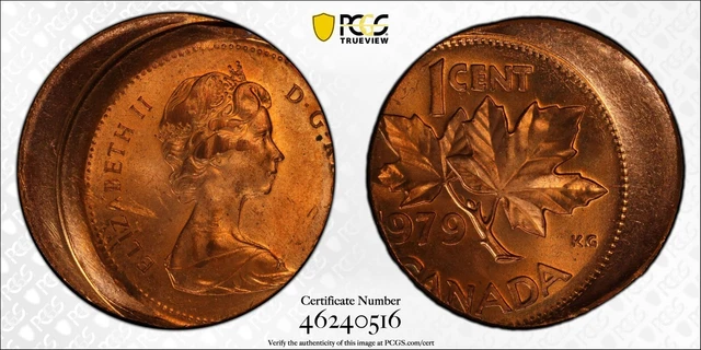 Canada Error 1979 One 1 Cent Pcgs Graded Coin Finest Type Known Rare Gem Ms62