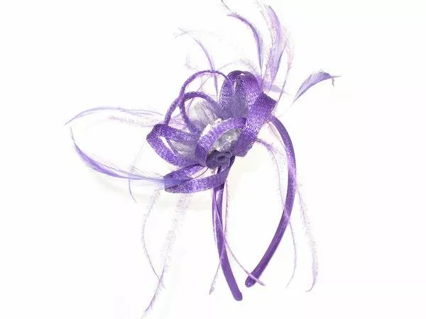 Purple Crystal Flower Feather Head Band Hair Band Hat Fascinator s Races