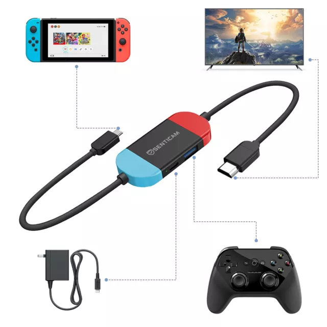 Nintendo Switch Dock USB-C HDMI Mini Travel TV Connector Controller Charger