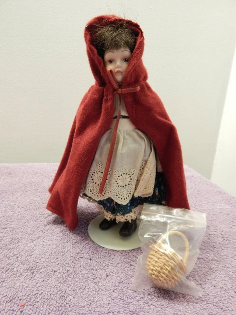 1985 Avon Porcelain Little Red Riding Hood Fairy Tale Doll 8.5" Tall