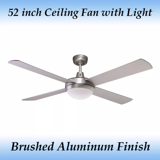 Genesis 52 inch (1300mm) Silver Ceiling Fan with Light