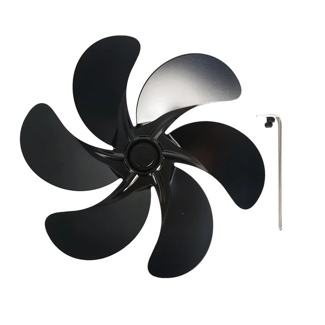 6 Blade Black Fireplace Fan Leaf Parts Heat Powered Wood Stove Fan Parts