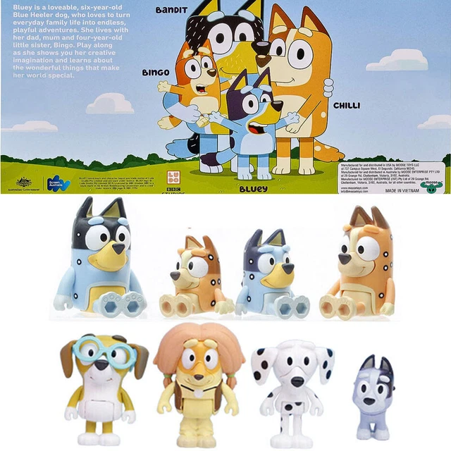 BLUEY BINGO FAMILY Figures Toys Playset 8PCS Bluey Action Figurines